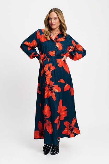POM Amsterdam Dresses Multi colour / 34 JURK - Cato Bloom Rouge