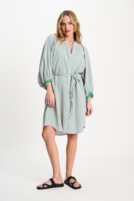 POM Amsterdam Dresses Multi colour / 34 JURK - Seersucker Green Pink