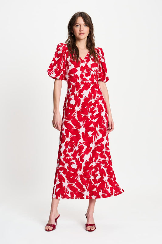 POM Amsterdam Dresses Red / 34 JURK - Crinkle Bubble Bloom Red