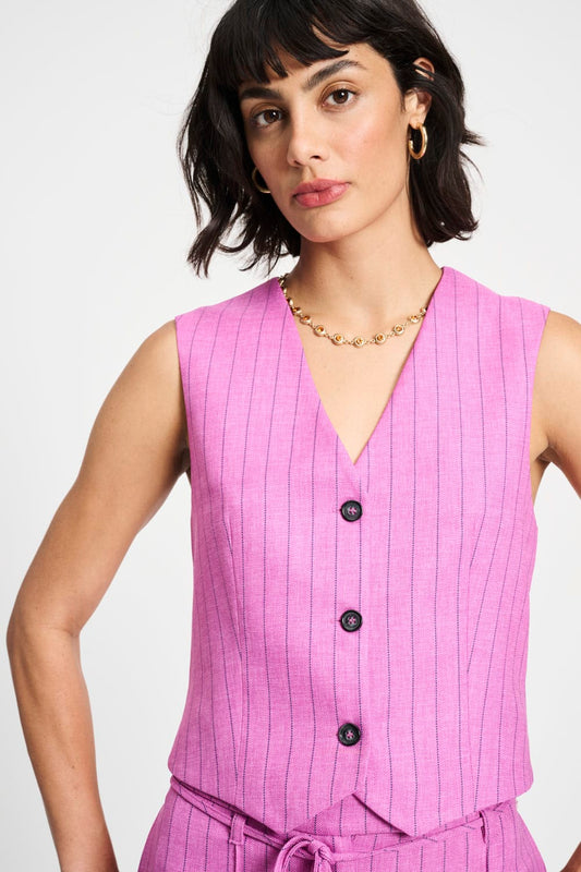 POM Amsterdam Gilets GILET - Rose Doux Striped