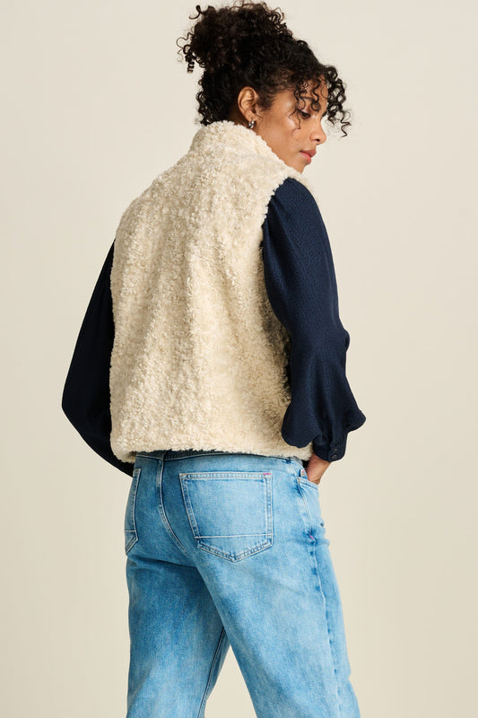 POM Amsterdam Gilets GILET - Teddy Love Ecru