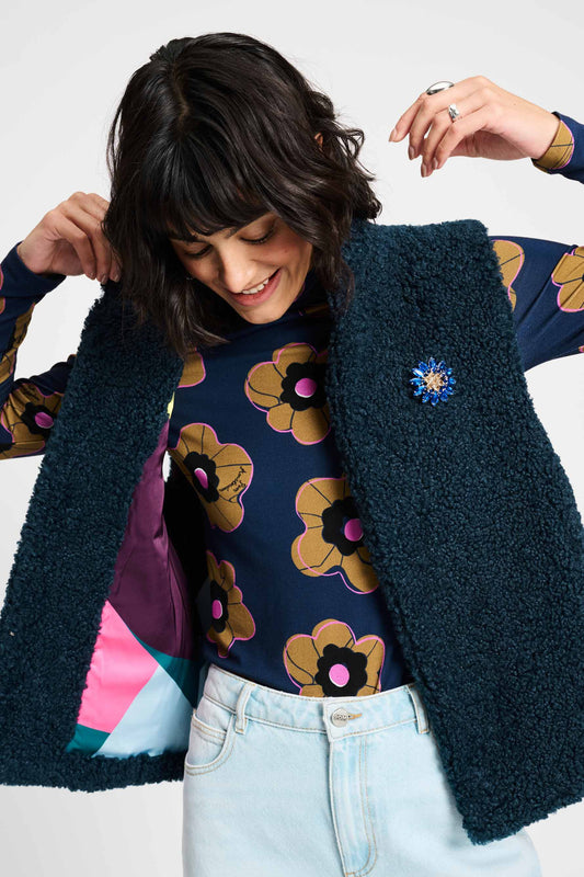 POM Amsterdam Gilets GILET - Teddy Love Navy