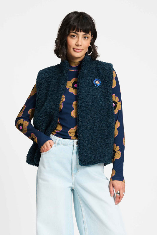 POM Amsterdam Gilets GILET - Teddy Love Navy