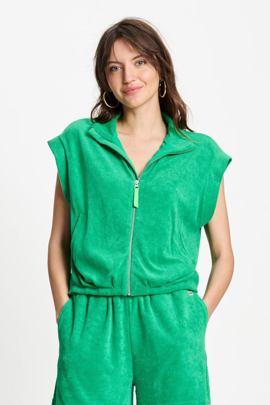 POM Amsterdam Gilets GILET - Terry Palm Green