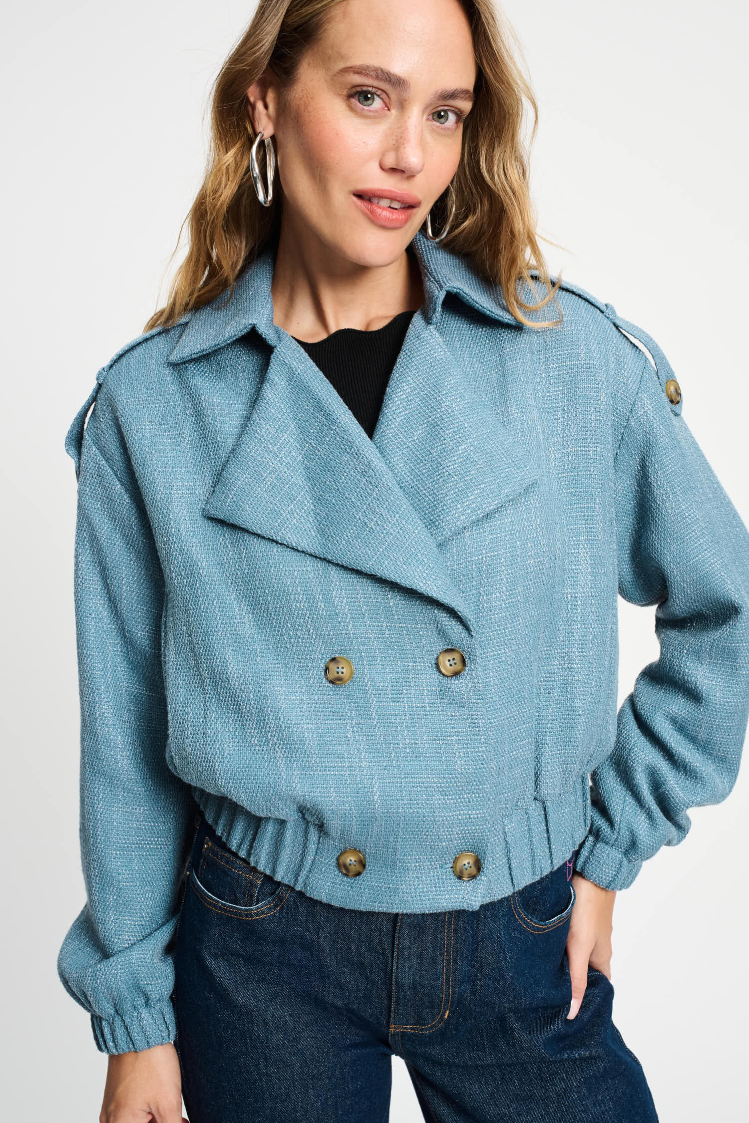 POM Amsterdam Jackets Blue / 34 JAS - Bouclé Dawn Blue