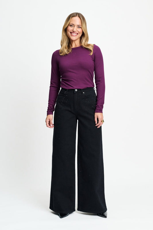 POM Amsterdam Jeans Black / 34 JEANS - Jodi Rhinestones Black