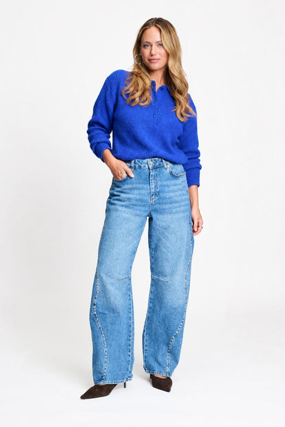 POM Amsterdam Jeans Blue / 34 JEANS - Jacky Studs Mid Blue
