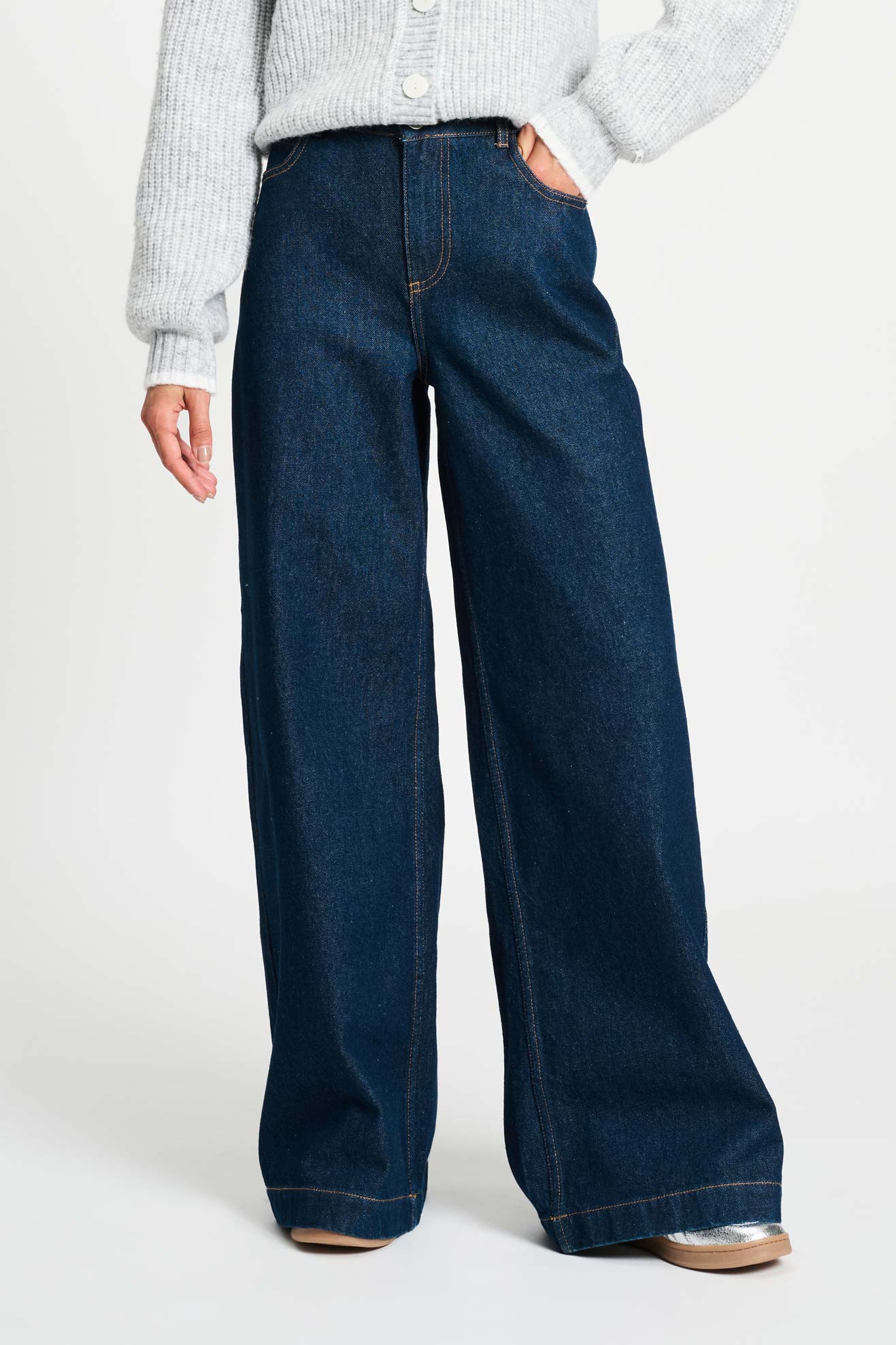 POM Amsterdam Jeans JEANS - Baggy Wideleg Dark Blue