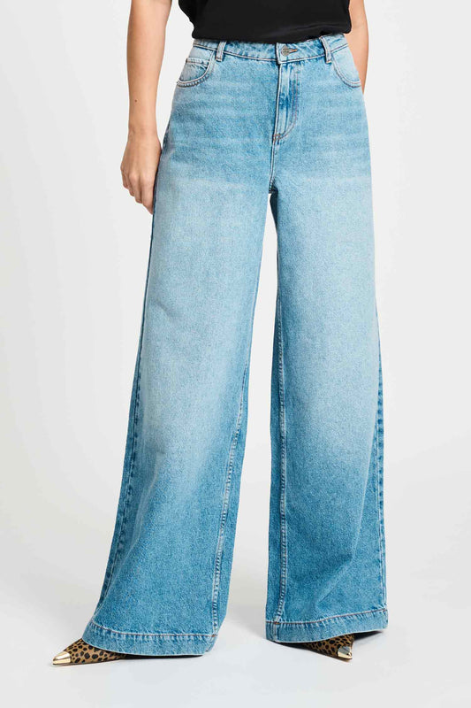 POM Amsterdam Jeans JEANS - Baggy Wideleg Mid Blue