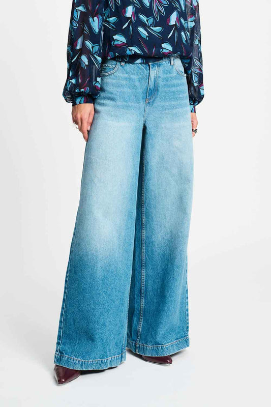 POM Amsterdam Jeans JEANS - Baggy Wideleg Mid Blue