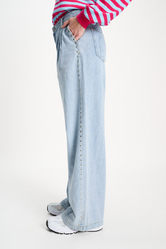 POM Amsterdam Jeans JEANS - Denim Mid Blue Studs