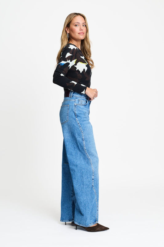 POM Amsterdam Jeans JEANS - Jacky Studs Mid Blue