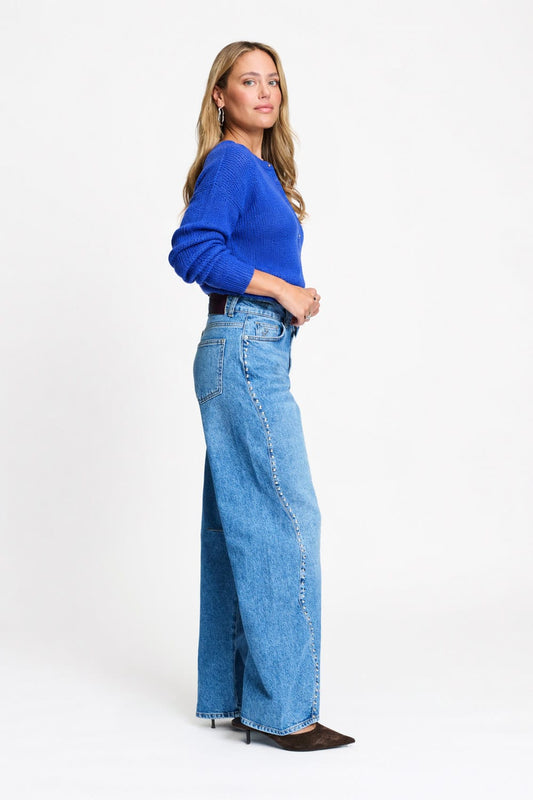 POM Amsterdam Jeans JEANS - Jacky Studs Mid Blue