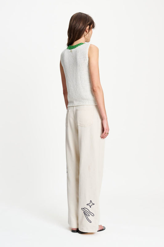 POM Amsterdam Jeans JEANS - White Embroidery