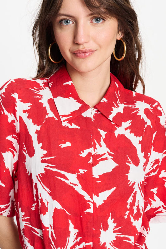 POM Amsterdam Jumpsuits JUMPSUIT - Bubble Bloom Red Linen