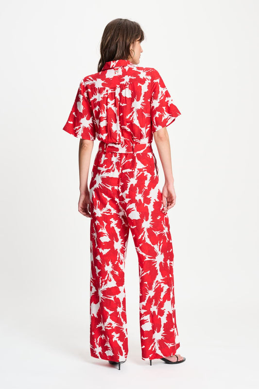 POM Amsterdam Jumpsuits JUMPSUIT - Bubble Bloom Red Linen
