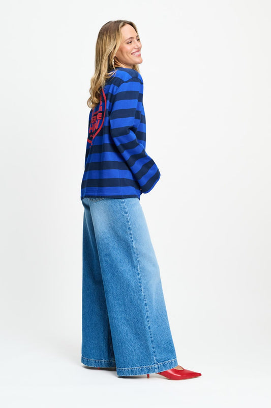 POM Amsterdam Longsleeves LONGSLEEVE - Joy Striped Blue