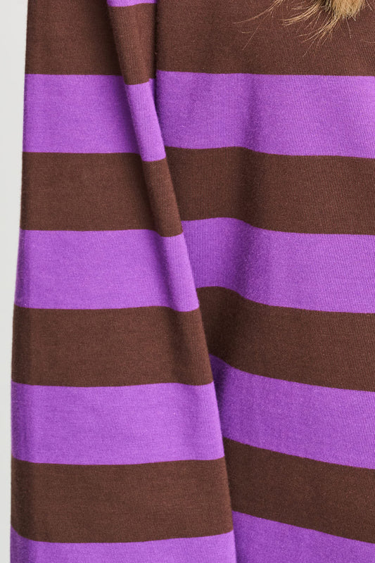 POM Amsterdam Longsleeves LONGSLEEVE - Joy Striped Brown Purple