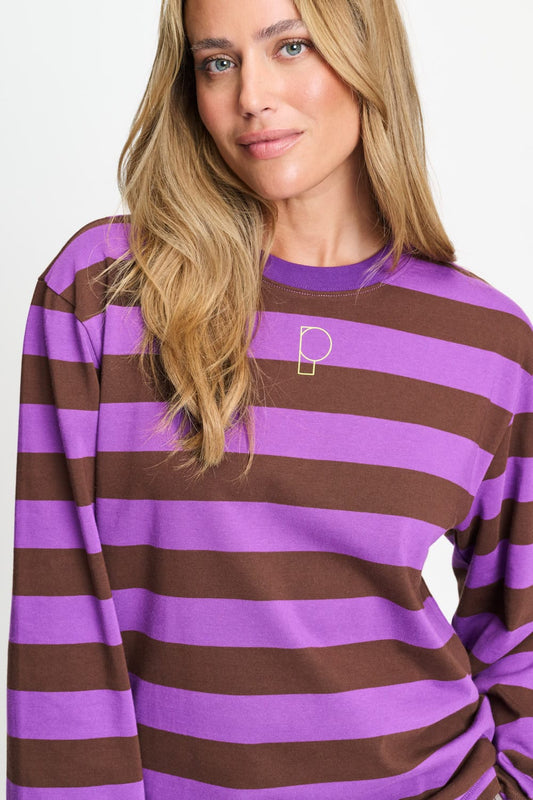POM Amsterdam Longsleeves LONGSLEEVE - Joy Striped Brown Purple