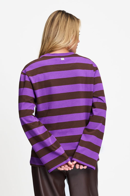 POM Amsterdam Longsleeves LONGSLEEVE - Joy Striped Brown Purple