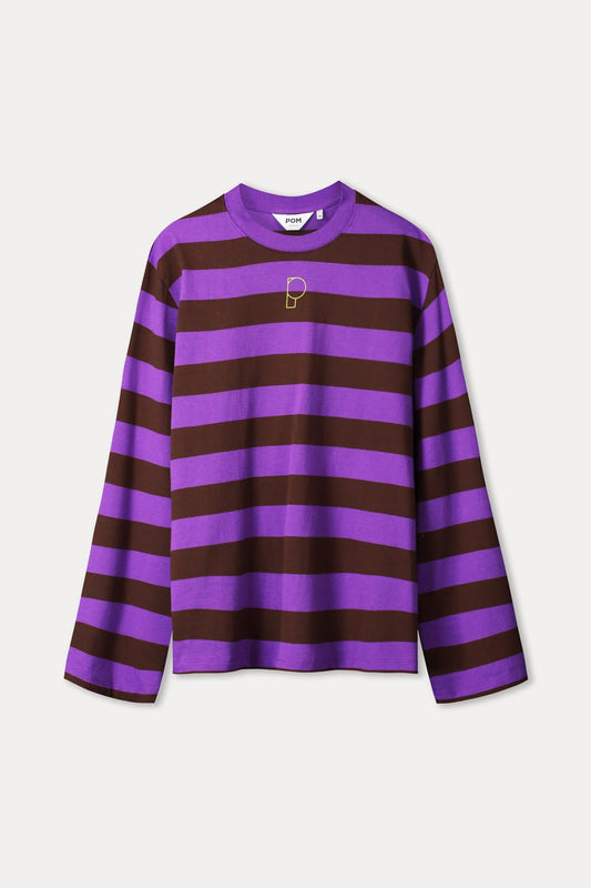 POM Amsterdam Longsleeves LONGSLEEVE - Joy Striped Brown Purple