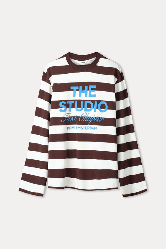 POM Amsterdam Longsleeves LONGSLEEVE - Joy Striped Brown White