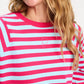 POM Amsterdam Longsleeves LONGSLEEVE - Striped Bright Rose Blue