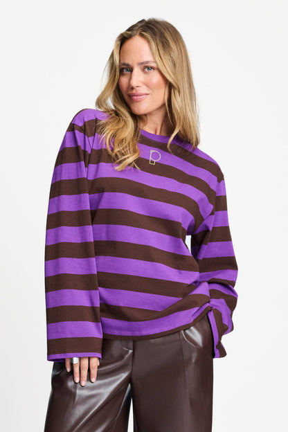 POM Amsterdam Longsleeves Multi colour / 34 LONGSLEEVE - Joy Striped Brown Purple