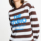 POM Amsterdam Longsleeves TOP - Joy Striped Brown White