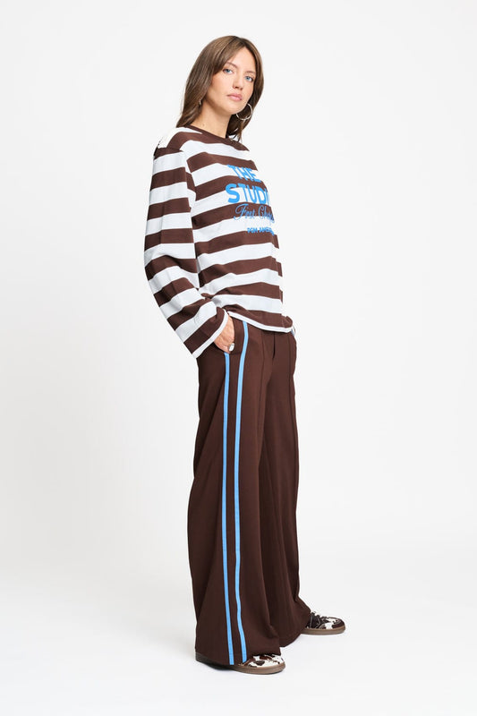 POM Amsterdam Longsleeves TOP - Joy Striped Brown White