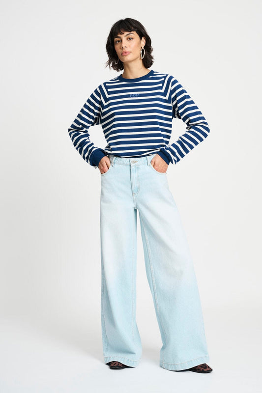 POM Amsterdam Longsleeves TOP - Lisa Striped Blue White