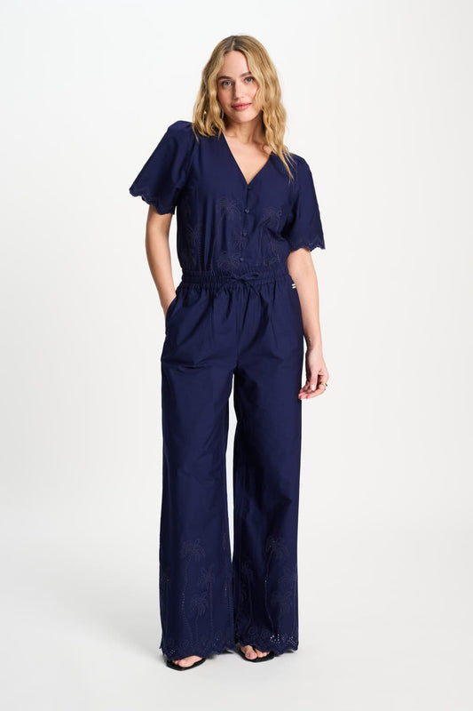 POM Amsterdam Pants Blue / 34 BROEK - Broderie Anglaise Night Blue