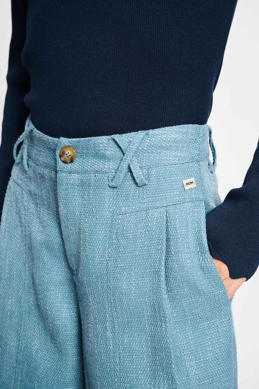 POM Amsterdam Pants BROEK - Bouclé Dawn Blue