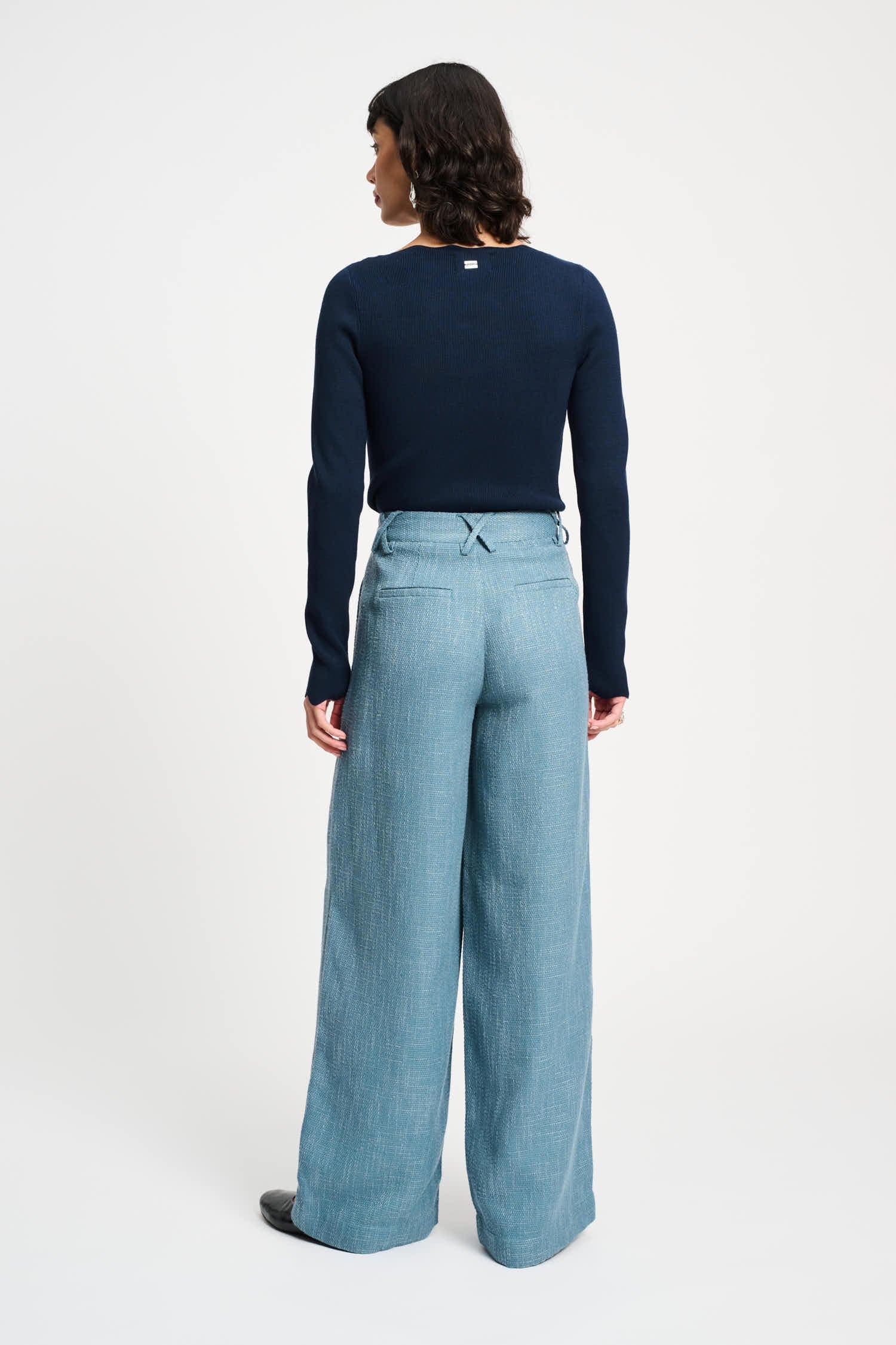 POM Amsterdam Pants BROEK - Bouclé Dawn Blue