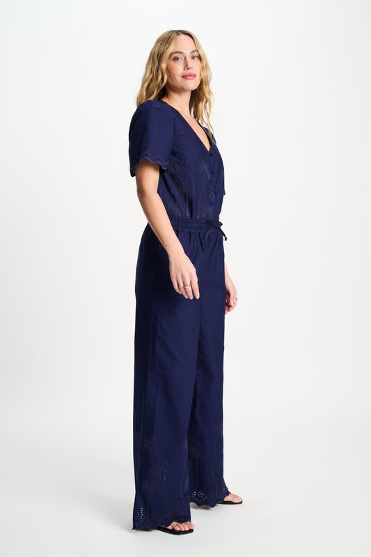 POM Amsterdam Pants BROEK - Broderie Anglaise Night Blue