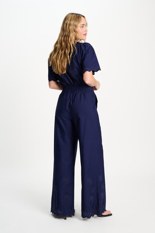 POM Amsterdam Pants BROEK - Broderie Anglaise Night Blue