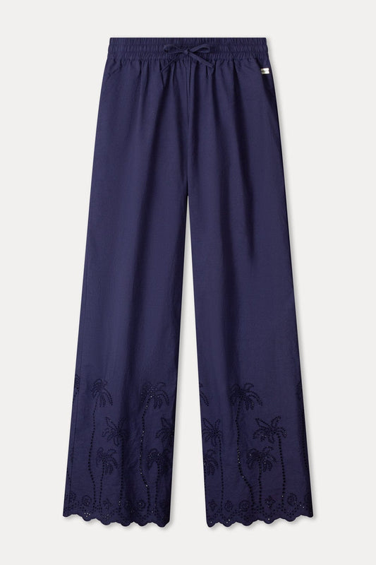 POM Amsterdam Pants BROEK - Broderie Anglaise Night Blue