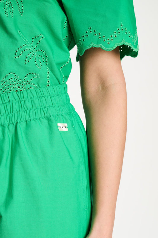 POM Amsterdam Pants BROEK - Broderie Anglaise Palm Green