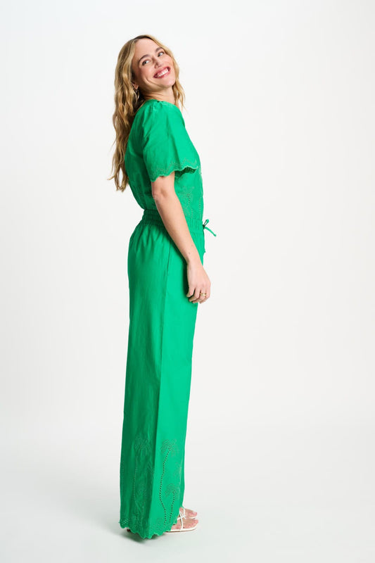 POM Amsterdam Pants BROEK - Broderie Anglaise Palm Green