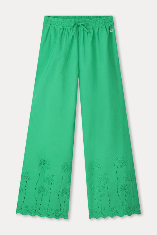 POM Amsterdam Pants BROEK - Broderie Anglaise Palm Green