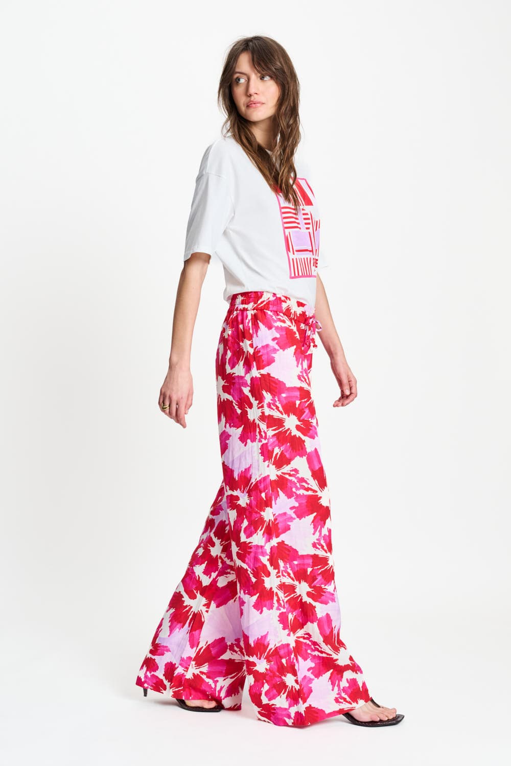 POM Amsterdam Pants BROEK - Bubble Bloom Lavender Linen