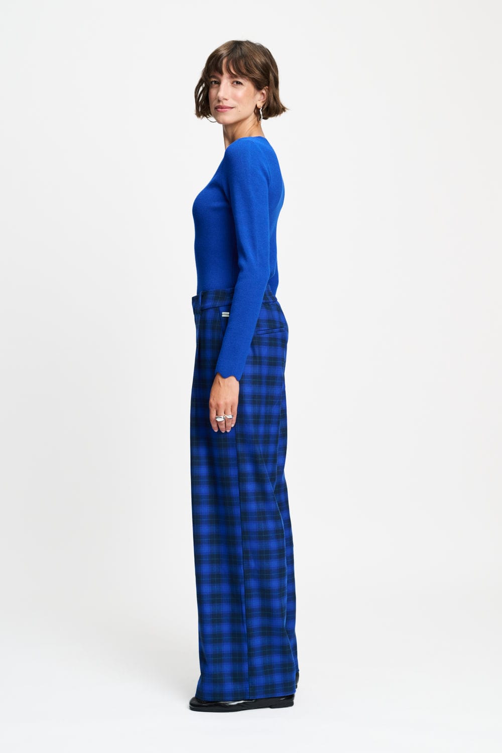 POM Amsterdam Pants BROEK - Charlie Check Blue