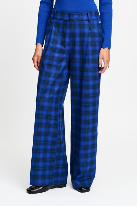 POM Amsterdam Pants BROEK - Charlie Check Blue