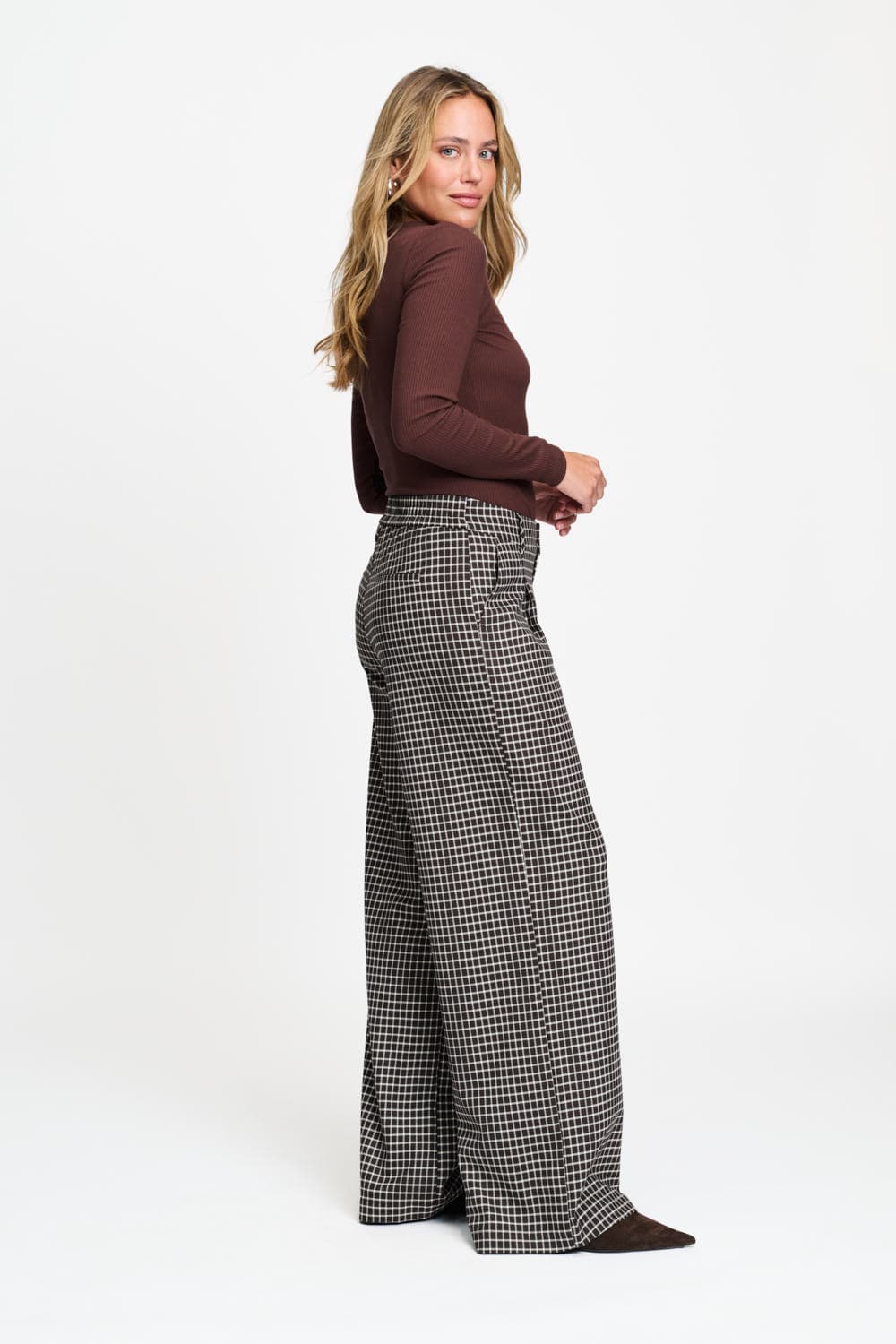 POM Amsterdam Pants BROEK - Charlie Check Brown