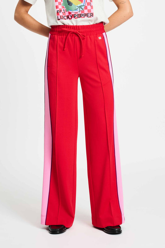 POM Amsterdam Pants BROEK - Colourblock Chili Red