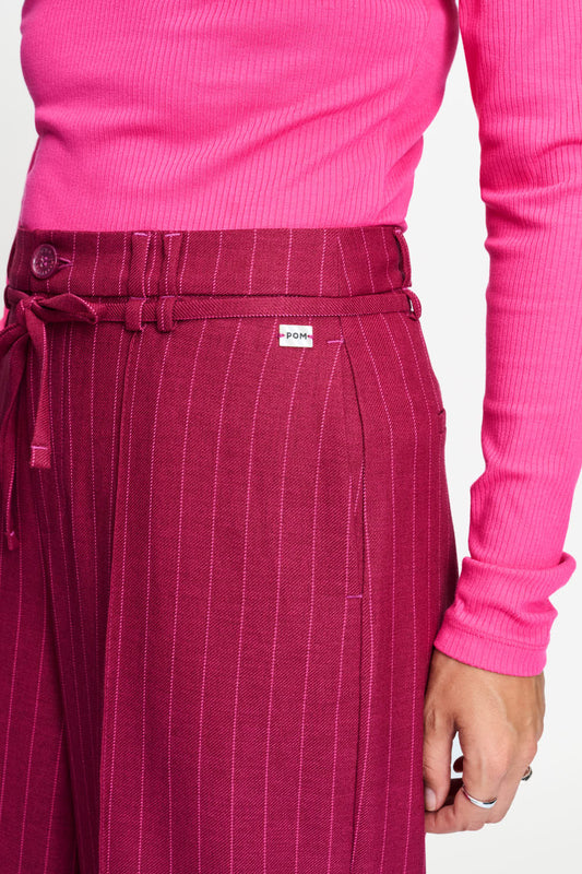 POM Amsterdam Pants BROEK - Jess Striped Burgundy Red