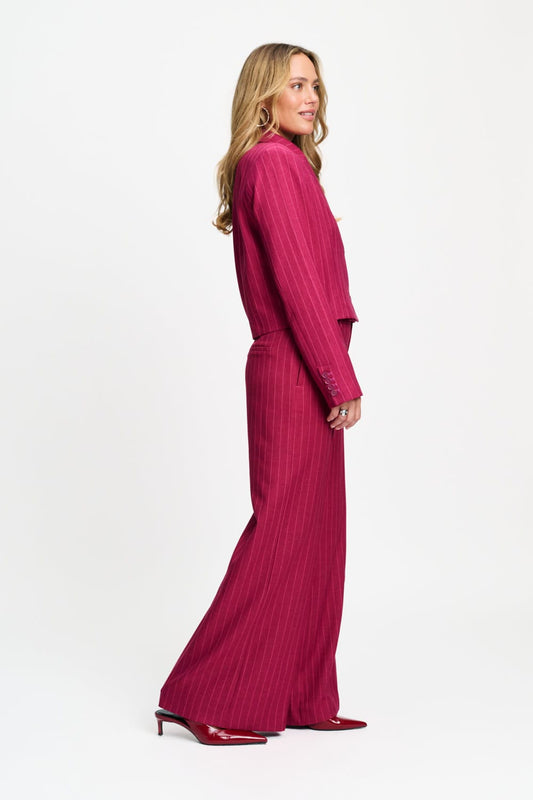 POM Amsterdam Pants BROEK - Jess Striped Burgundy Red