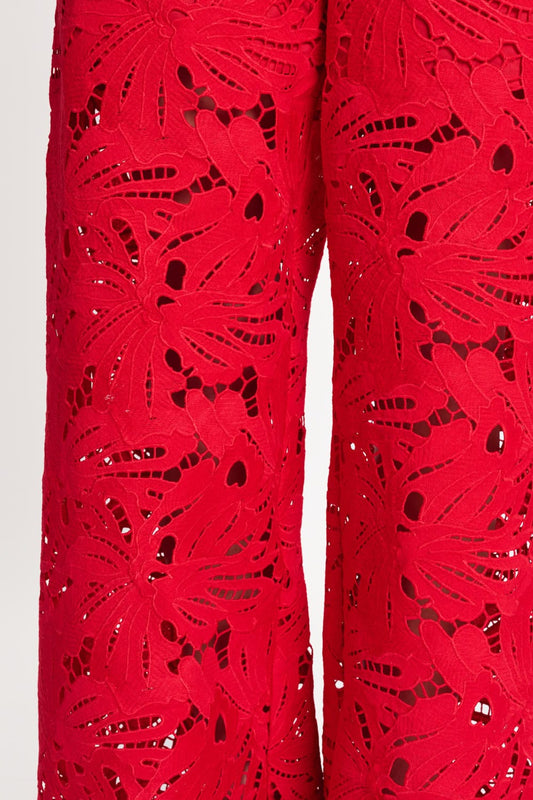 POM Amsterdam Pants BROEK - Lace Bloom Red
