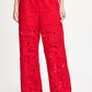 POM Amsterdam Pants BROEK - Lace Bloom Red