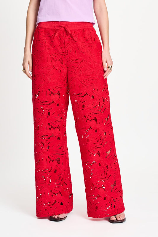 POM Amsterdam Pants BROEK - Lace Bloom Red